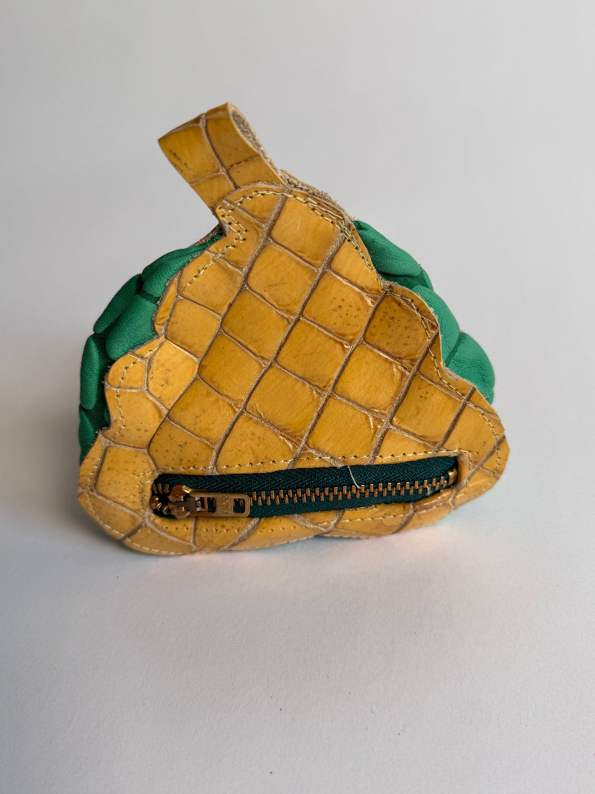 Le-Poop-Sac-Poop-bag-dispenser-from-Muse-Et-Moi-back-view-yellow-green-made-from-industry-leather-waste