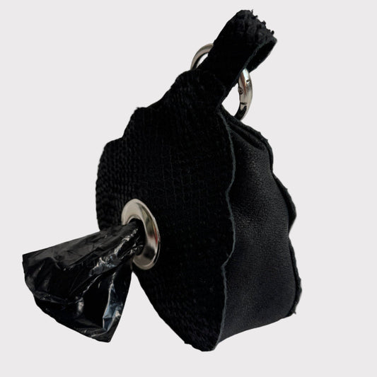 Le-Poop-Sac-Poop-bag-dispenser-from-Muse-Et-Moi-black-leather-side-view