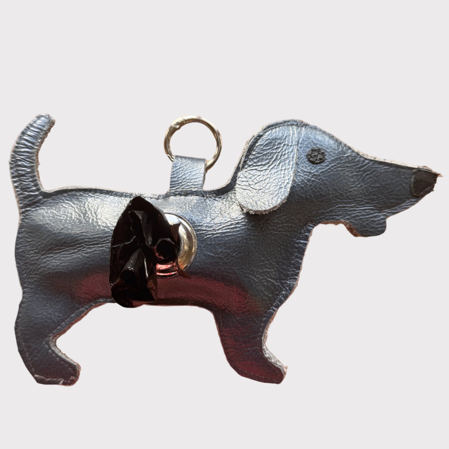 Leather dog shaped poop-bag-dispender-from Muse et moi