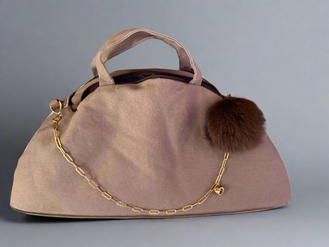 The-2-Zipper-Convertible-Laptop-Bag-and-Lapdog-Bed-folded-from-Muse-et-moi-with-shoulder-strap-folded-dark-nude-denim