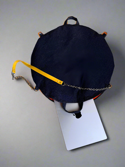 The-2-Zipper-Convertible-Laptop-Bag-and-Lapdog-Bed-folded-from-Muse-et-moi-with-shoulder-strap-open-navy-denim-computer-inside