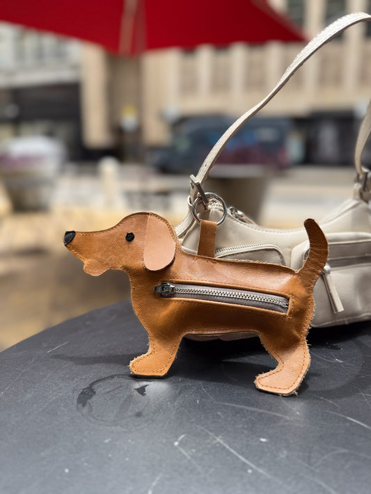 MOMO - Repurposed Leather Bag Charm with Zipper | Muse et Moi